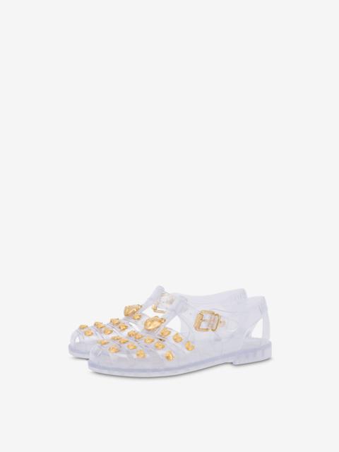 Moschino TEDDY STUDS TRANSPARENT JELLY SANDALS