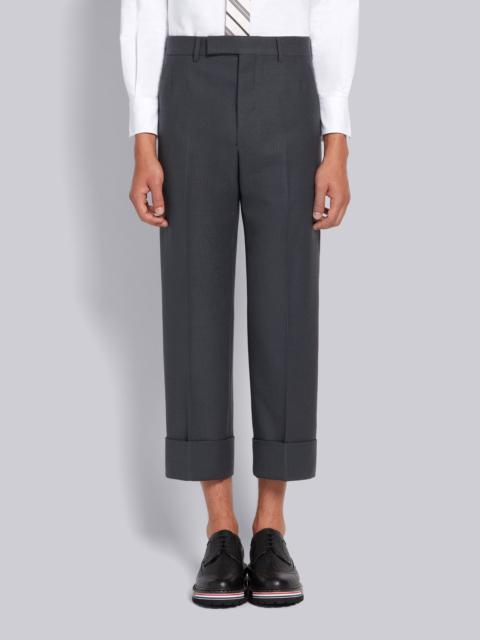 Thom Browne Dark Grey Wool Hopsack School Uniform Weave Beltloop Trouser