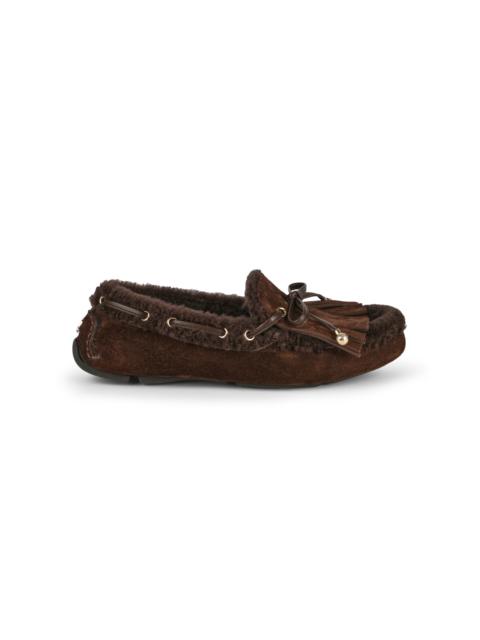 JIMMY CHOO Manon Shearling Driving Loafers brown