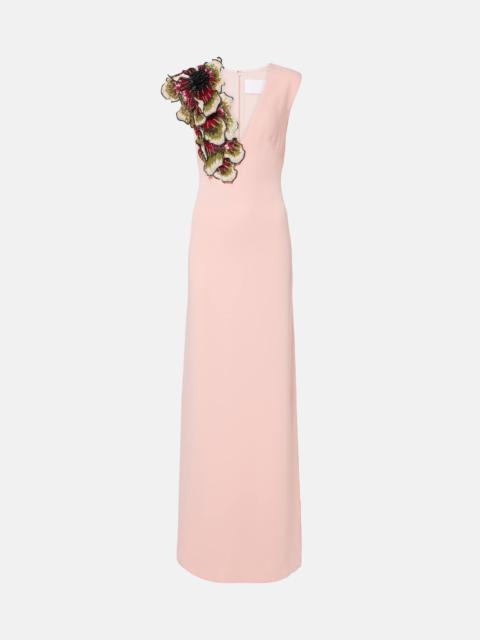COSTARELLOS floral-appliqué gown
