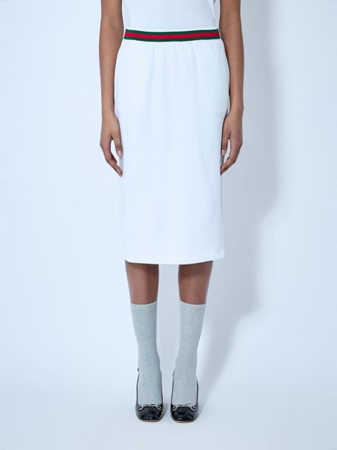 スカート GUCCI COTTON JERSEY SKIRT WITH WEB DETAIL Cotton jersey skirt with Web in white | GUCCI® SE