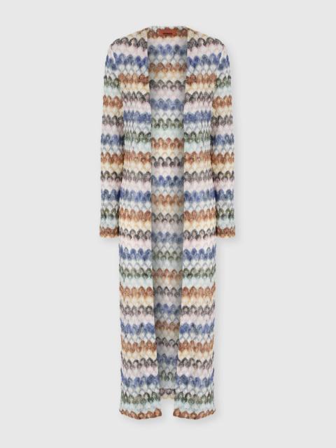 Missoni Long viscose lamé cardigan with lace motif