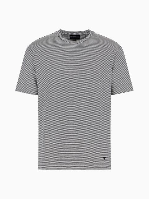 EMPORIO ARMANI Striped jersey T-shirt in a bamboo viscose blend