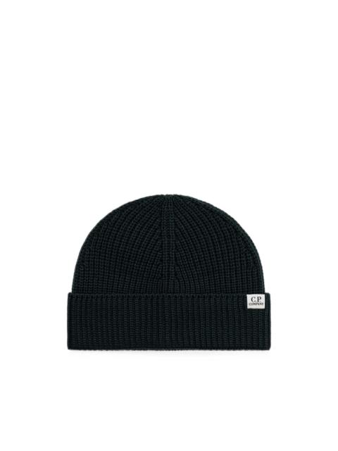 C.P. Company ribbed-knit logo-patch beanie hat