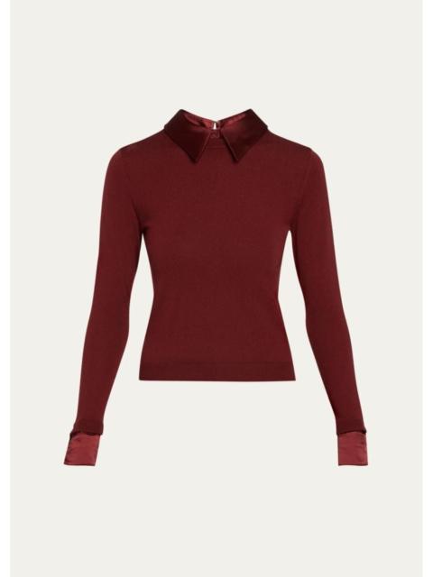 Alice + Olivia Porla Removable-Collar Merino Wool Sweater