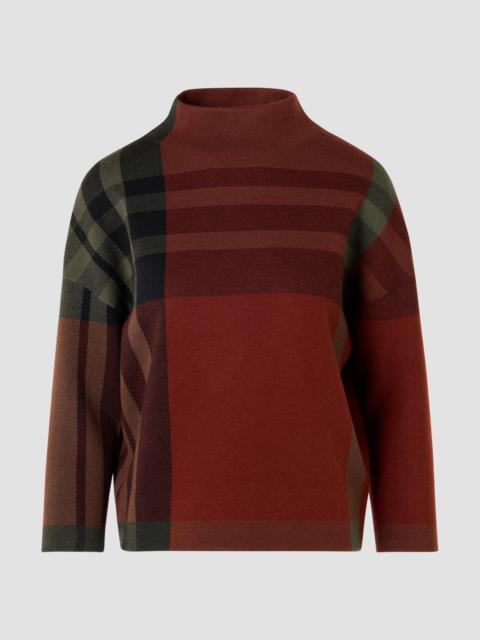 AKRIS Women's Jacquard Check Boxy Sweater - Copper Black