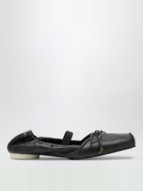 MM6 Maison Margiela Square-toe ballerinas in brown calfskin leather