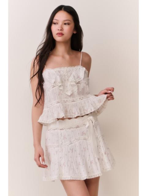 LoveShackFancy Willia Floral Embroidered Cotton Mini Skirt