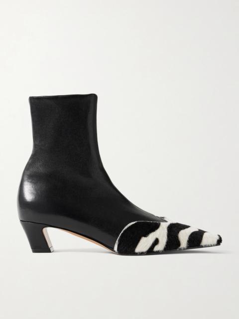 KHAITE Nevada Leather And Zebra-print Calf Hair Ankle Boots