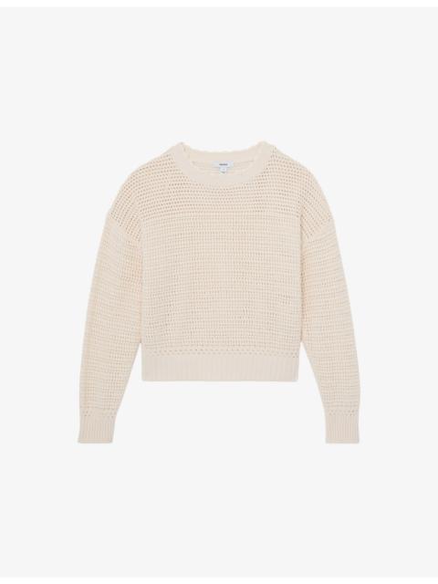 REISS Bonnie Open-Stitch Cotton Jumper