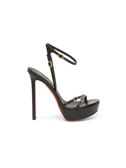 Women’s black leather high-heel sandal