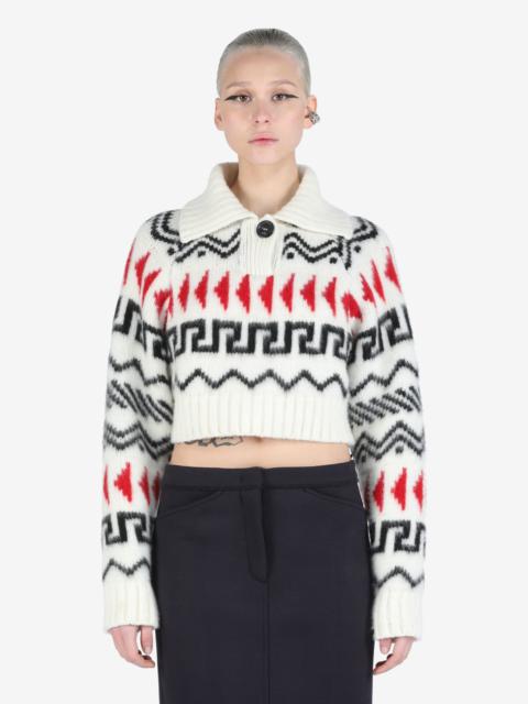 N°21 JACQUARD-KNIT CROPPED SWEATER