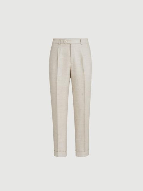 Brunello Cucinelli Silk, linen and wool hopsack trousers with pleat