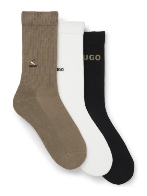 HUGO THREE-PACK OF SHORT SOCKS WITH EMBROIDERED DETAILING