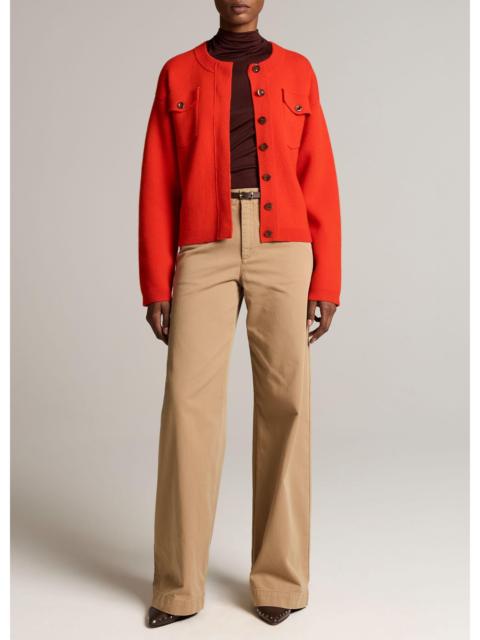 Vince Washed Cotton Twill Mid-Rise Wide-Leg Pant