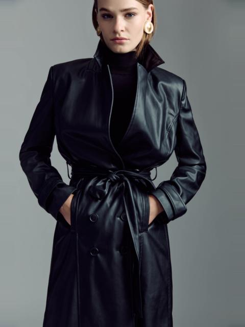 BARDOT Vegan Leather Trench Coat In Black