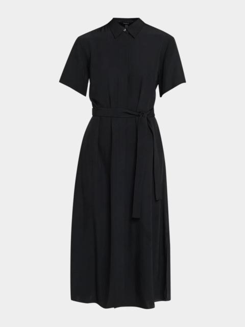 Theory Belted Twill Midi Shirtdress