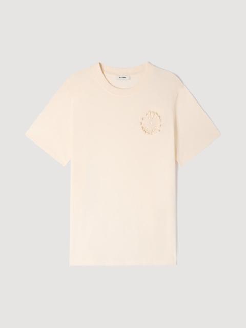 Sandro COTTON CROCHET FLOWER T-SHIRT