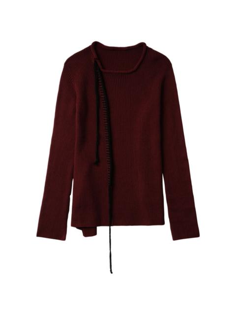 Y's decorative-stitching wool jumper