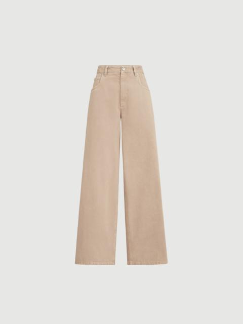 Brunello Cucinelli Dyed denim relaxed trousers with monili