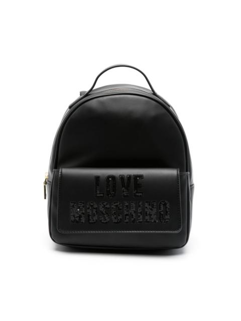 sequin-logo backpack