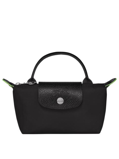 Le Pliage Green Pouch with handle Black - Recycled canvas