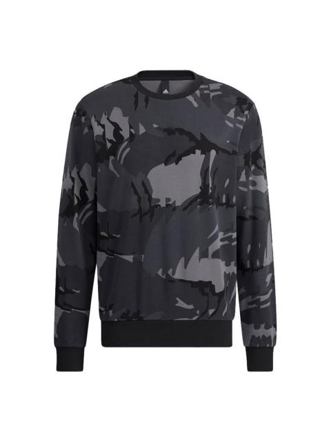 adidas Men's adidas Fi Aop Camo Swt Camouflage Sports Round Neck Pullover Dark Grey H65646
