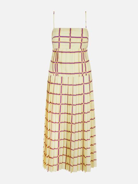 EMILIA WICKSTEAD Agata Dress In Lemon & Purple Check Silk Twill