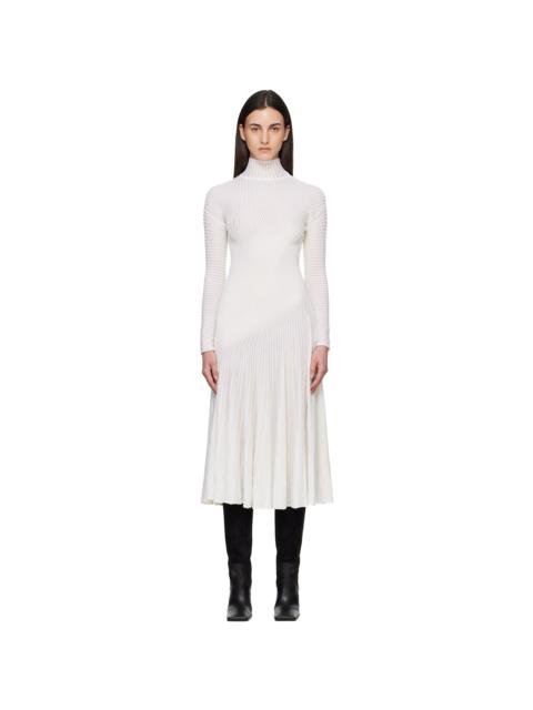 Alaïa White Twisted Fine Wool Midi Dress