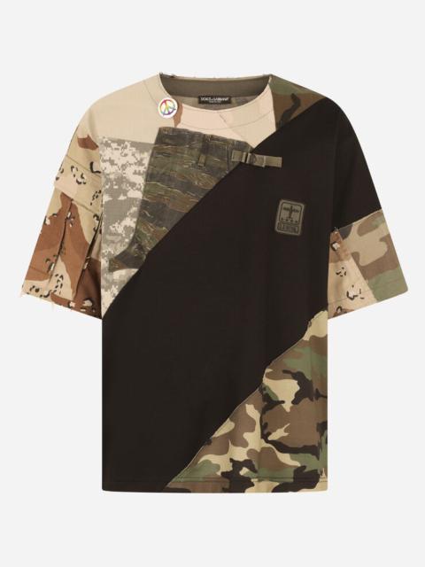 Dolce & Gabbana Cotton T-shirt with camouflage patchwork