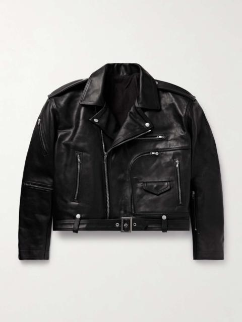 Rick Owens Cropped Buckled Leather Jacket