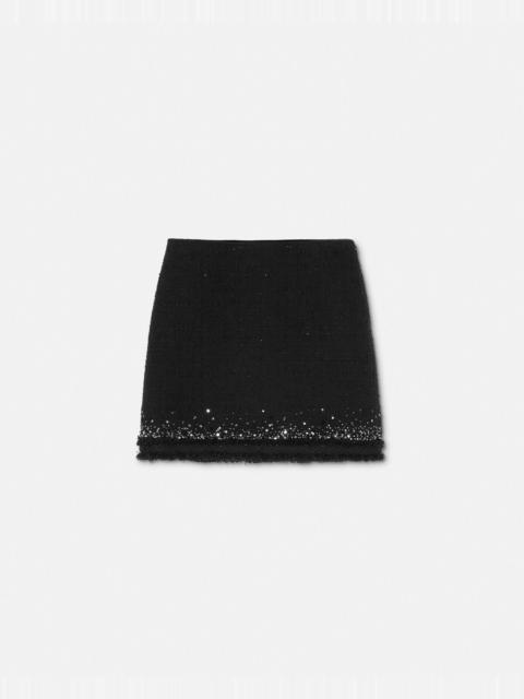 VERSACE Embellished Tweed Mini Skirt