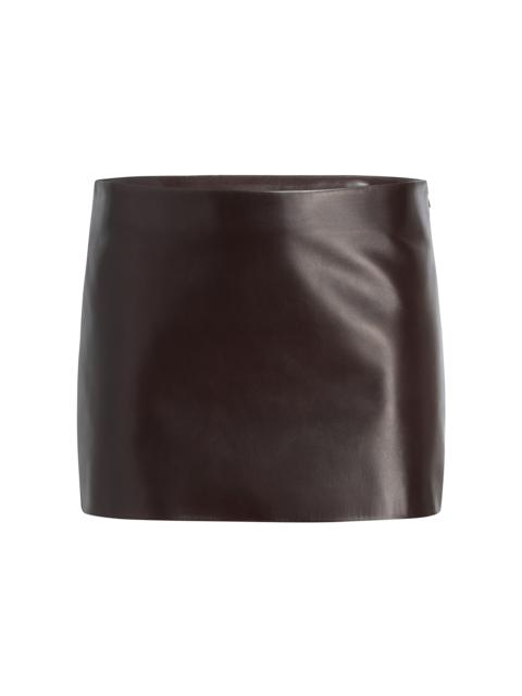 KHAITE Jett Mid-Rise Plonge-Leather Mini Skirt brown