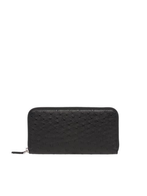 Prada Ostrich Leather Zip Around Wallet