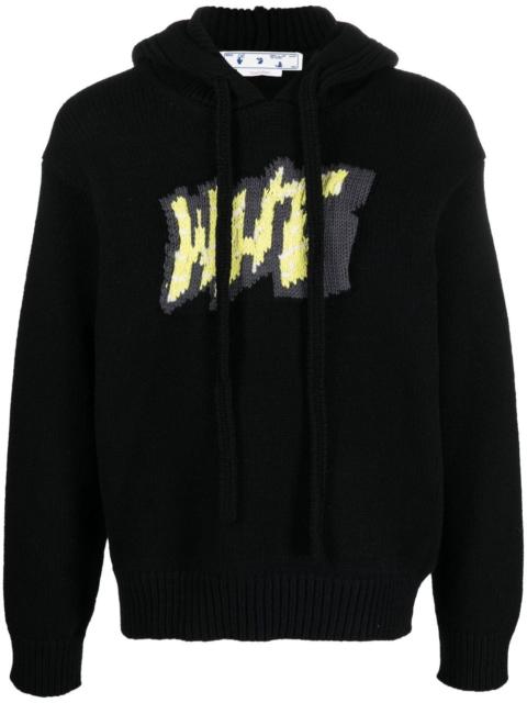 Off-White intarsia-logo wool-blend hoodie