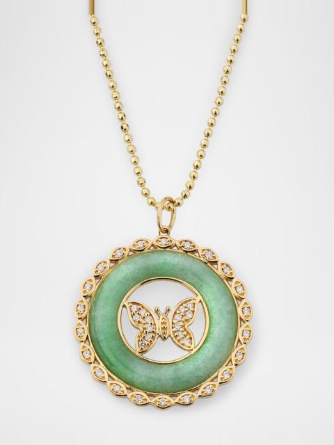 SYDNEY EVAN Butterfly Stone Pendant on 18" Medium Bolita Chain Necklace