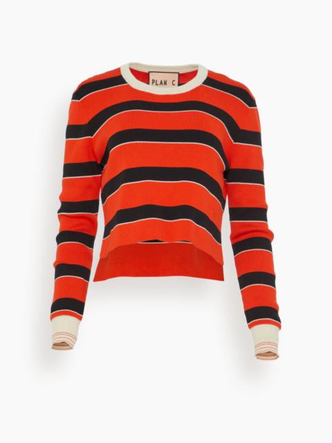 Plan C Striped Knit Sweater in Red Line