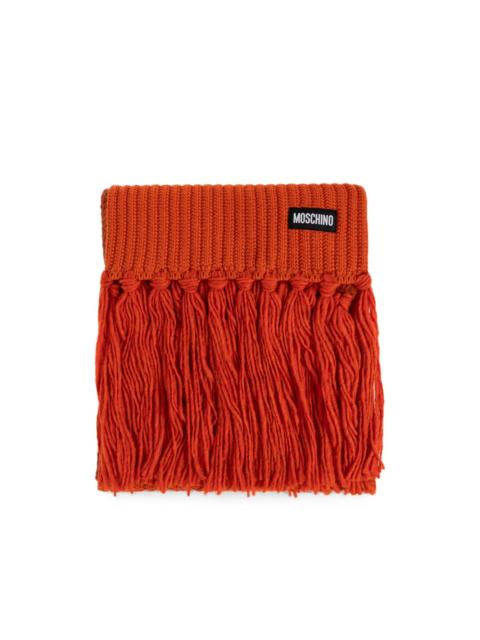 Moschino ribbed fringed scarf