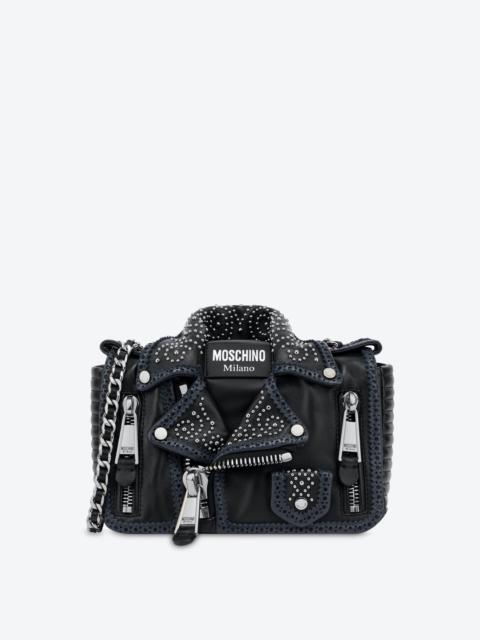 Moschino NAPPA LEATHER BIKER BAG WITH MICRO STUDS