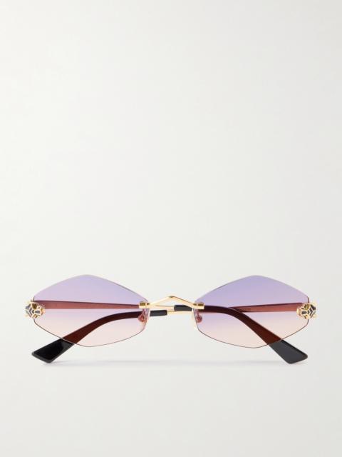 Cartier Panthère Hexagon-frame Gold-tone Sunglasses