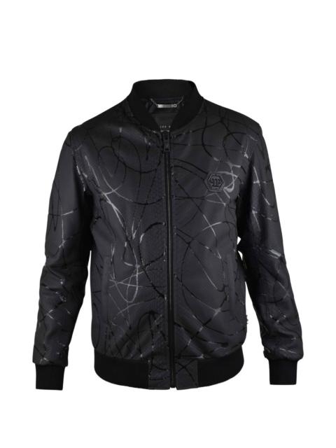 PHILIPP PLEIN python-effect leather bomber jacket