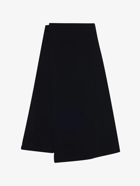 Asymmetric tie-waist A-line woven skirt