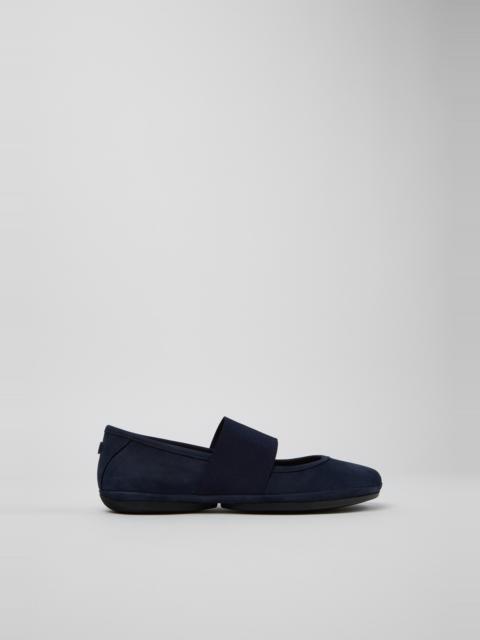 CAMPER Right Nina Blue Nubuck Leather Ballerinas for Women.