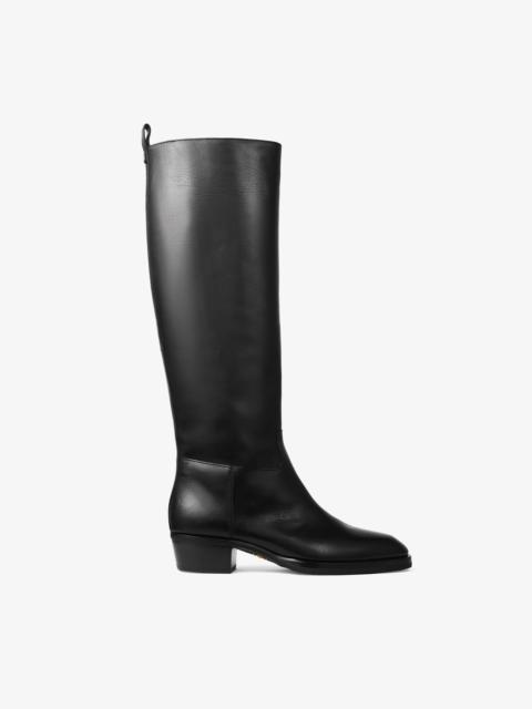 JIMMY CHOO Mave Knee Boot 45 Black Buffalo Leather Knee-High Boots