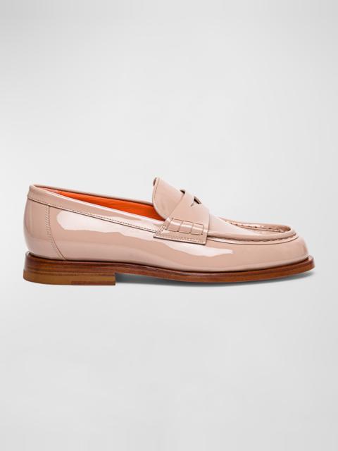 Santoni Airglow Patent Leather Penny Loafers