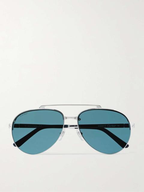 Cartier Santos Evolution Aviator-Style Silver-Tone Sunglasses
