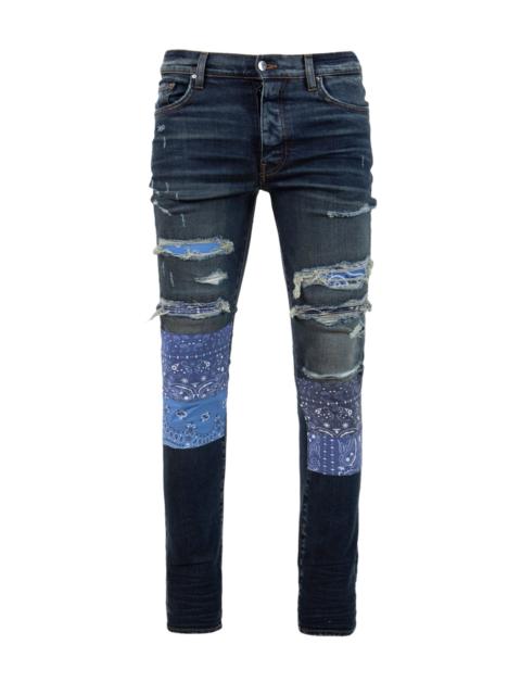 AMIRI Distressed Vintage Bandana Artpatch Jean Deep Blue
