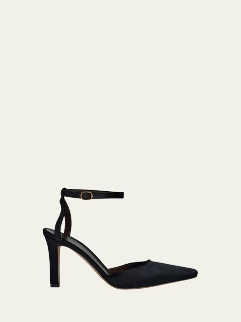 The Row Carla Velvet Ankle-Strap Pumps