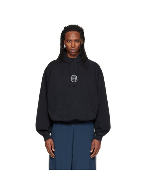 VETEMENTS Black Biker Cross Logo Oversized Hoodie