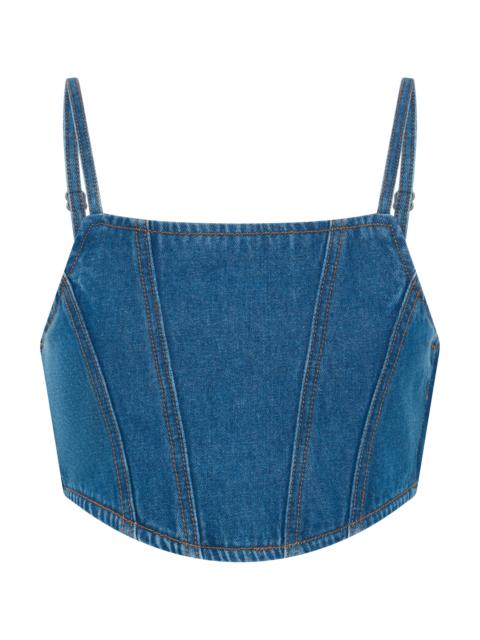 ONE TEASPOON Honey Rider Bustier Crop Denim Top - Pacifica Blue
